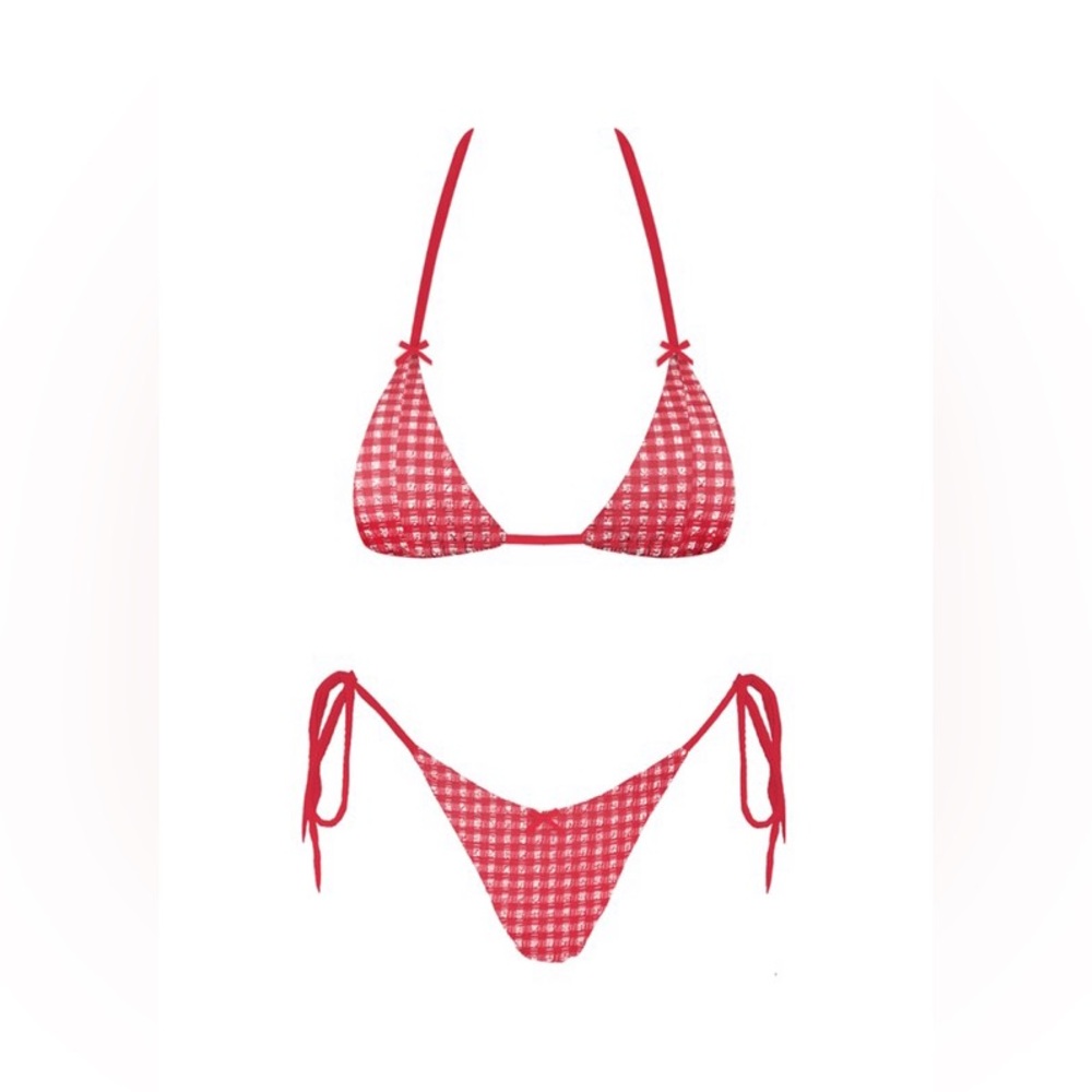 Red Checkered Bikini Set